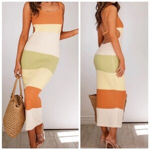 Jesus knit striped color block maxi dress medium